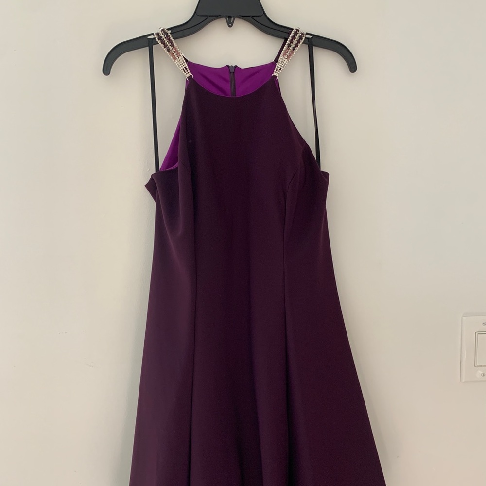 Betsy & Adam fit and flare purple/eggplant dress